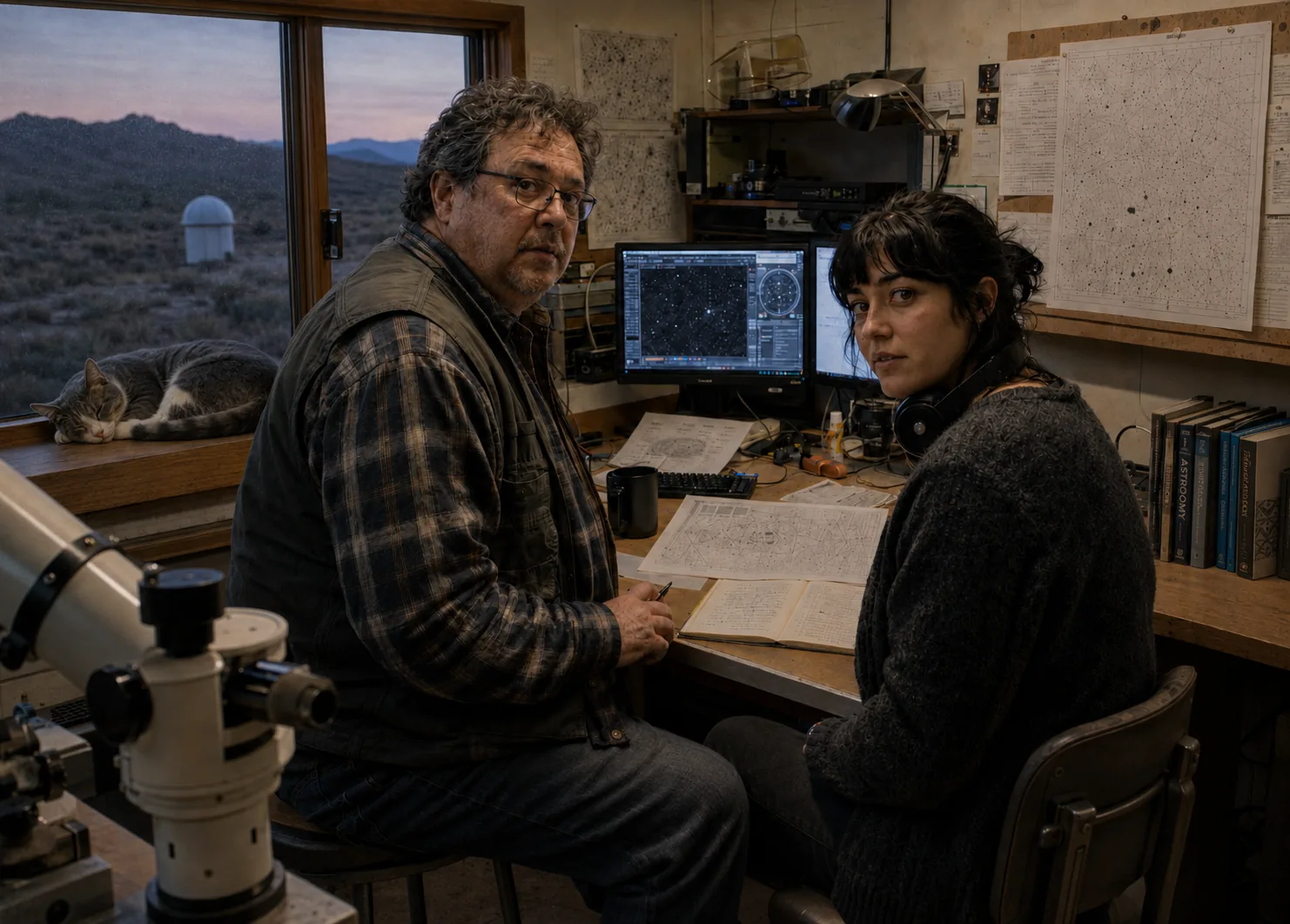 Elias Navarro and Sofia Maren working together at Cielo Ventana Observatory