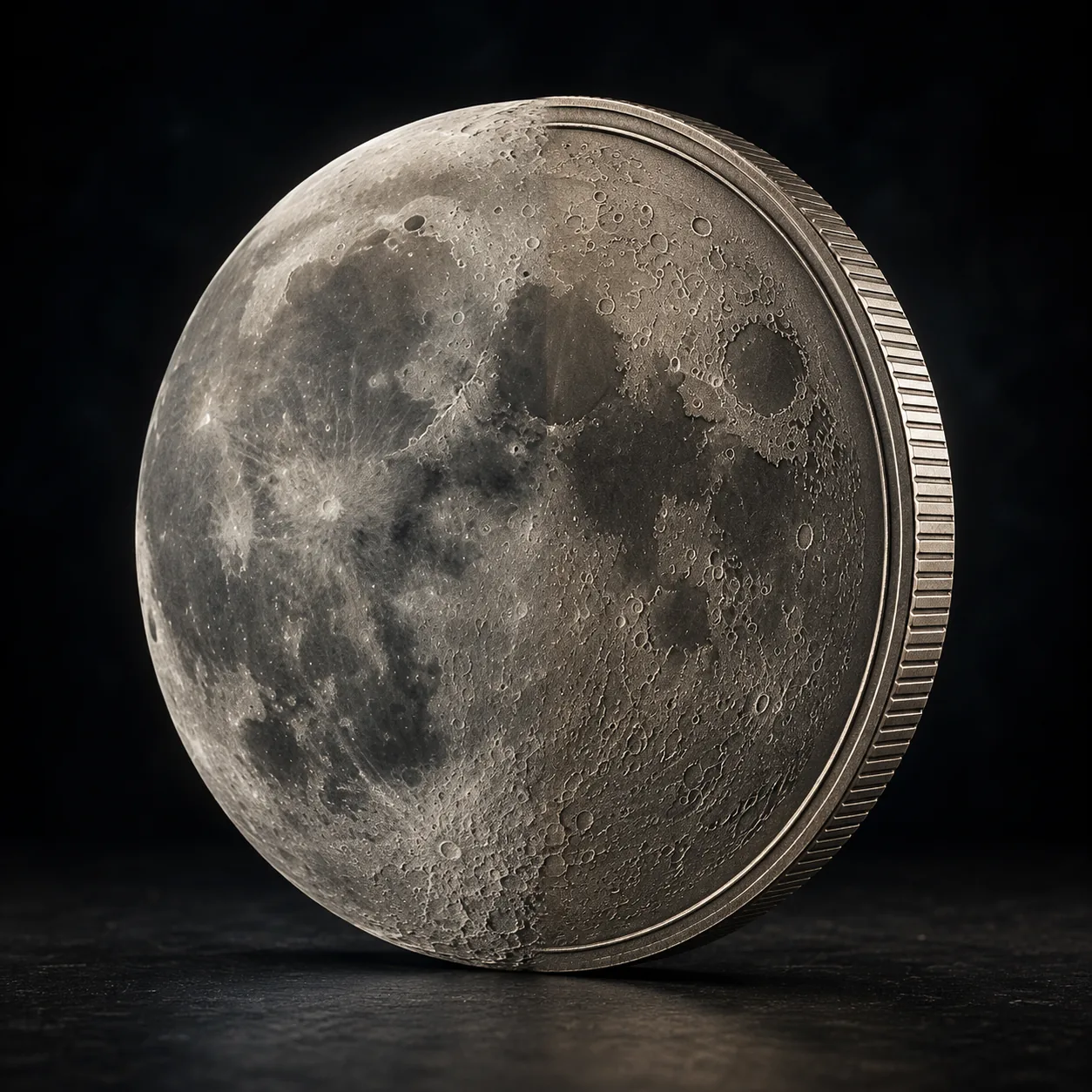 The Moon represented as a coin, symbolizing the emerging lunar economy